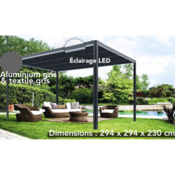 Toit de terrasse en aluminium gris 3x3m Couv’Terrasse® E Store