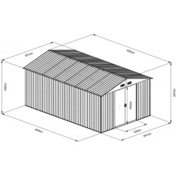 Abri de jardin métal WoodTouch beige 14m²,  kit d'ancrage X-METAL