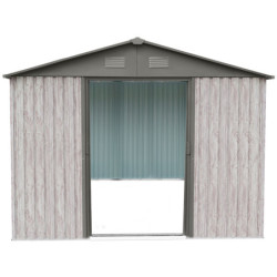 Abri de jardin métal WoodTouch beige 14m²,  kit d'ancrage X-METAL