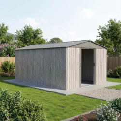 Abri de jardin métal WoodTouch beige 11m²,  kit d'ancrage X-METAL