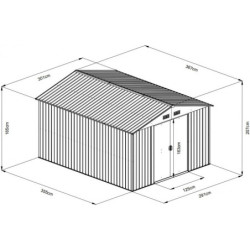 Abri de jardin métal WoodTouch beige 11m²,  kit d'ancrage X-METAL