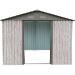 Abri de jardin métal WoodTouch beige 11m²,  kit d'ancrage X-METAL