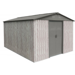 Abri de jardin métal WoodTouch beige 9m²,  kit d'ancrage X-METAL