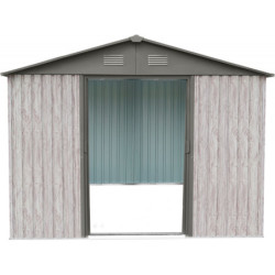 Abri de jardin métal WoodTouch beige 9m²,  kit d'ancrage X-METAL