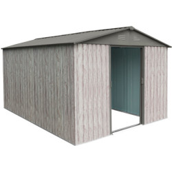 Abri de jardin métal WoodTouch beige 9m²,  kit d'ancrage X-METAL