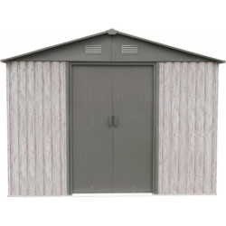 Abri de jardin métal WoodTouch beige 9m²,  kit d'ancrage X-METAL