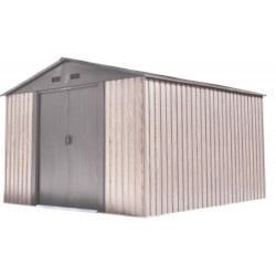Abri de jardin métal WoodTouch beige 9m²,  kit d'ancrage X-METAL