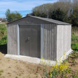 Abri de jardin métal WoodTouch beige 9m²,  kit d'ancrage X-METAL