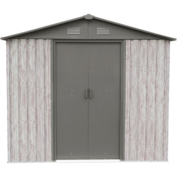 Abri de jardin métal WoodTouch beige 7m²,  kit d'ancrage X-METAL