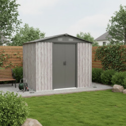 Abri de jardin métal WoodTouch beige 4m²,  kit d'ancrage X-METAL