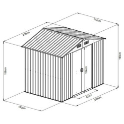 Abri de jardin métal WoodTouch beige 4m²,  kit d'ancrage X-METAL