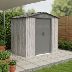 Abri de jardin métal WoodTouch beige 3m²,  kit d'ancrage X-METAL