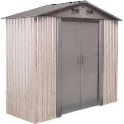 Abri de jardin métal WoodTouch beige 3m²,  kit d'ancrage X-METAL