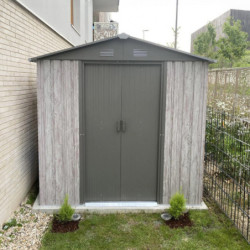 Abri de jardin métal WoodTouch beige 3m²,  kit d'ancrage X-METAL