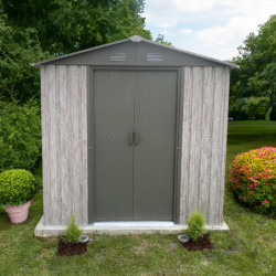 Abri de jardin métal WoodTouch beige 3m²,  kit d'ancrage X-METAL