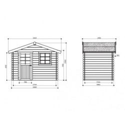 Abri de jardin en bois massif 28mm avec porte Saran 5,9m² SOLID