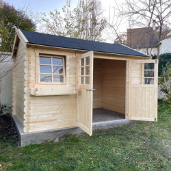 Abri de jardin en bois massif 28mm double porte Arles 8,5m² SOLID