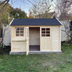 Abri de jardin en bois massif 28mm double porte Arles 8,5m² SOLID