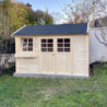 Abri de jardin en bois massif 28mm double porte Arles 8,5m² SOLID