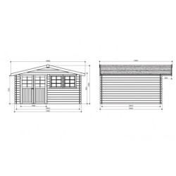 Abri de jardin Visp 16,22m² en bois massif 28mm - SOLID