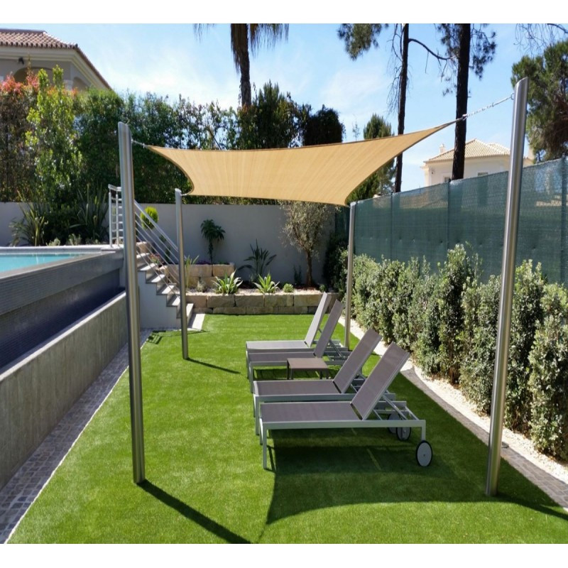Voile d'ombrage rectangulaire 400x300cm couleur sable Coolfit