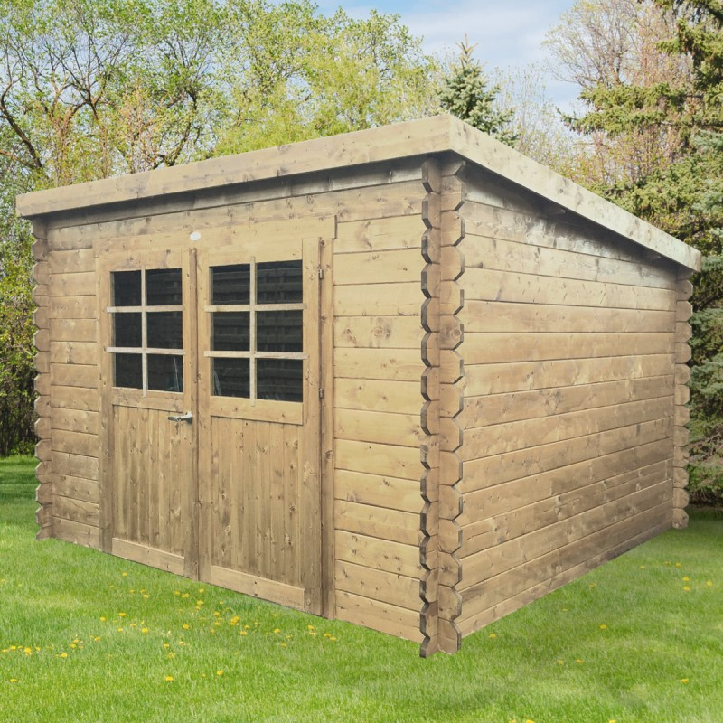 Abri de jardin 8,88m² bois FSC 28mm Brest toit monopente SOLID