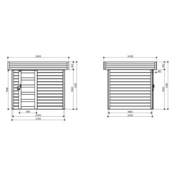 Abri Bergen 4,99m² en bois massif 28mm avec porte modèrne SOLID