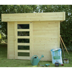Abri Bergen 4,99m² en bois massif 28mm avec porte modèrne SOLID