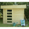 Abri Bergen 4,99m² en bois massif 28mm avec porte modèrne SOLID