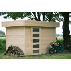Abri Oslo 6,22m² en bois massif 28mm avec porte moderne SOLID