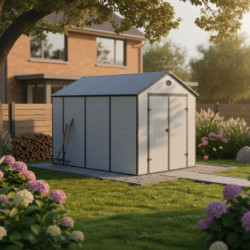 Abri de jardin plastique gris 242x368cm Jôbu