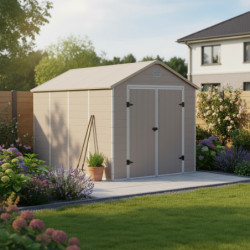 Abri de jardin plastique beige 242x368cm Jôbu