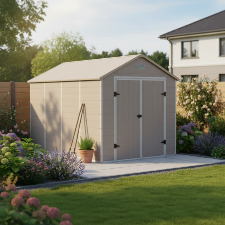 Abri de jardin plastique beige 242x368cm Jôbu