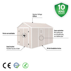 Abri de jardin plastique beige 242x368cm Jôbu