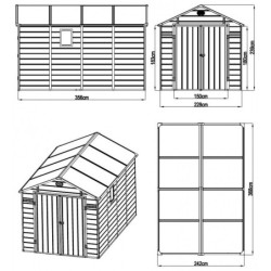 Abri de jardin plastique beige 242x368cm Jôbu