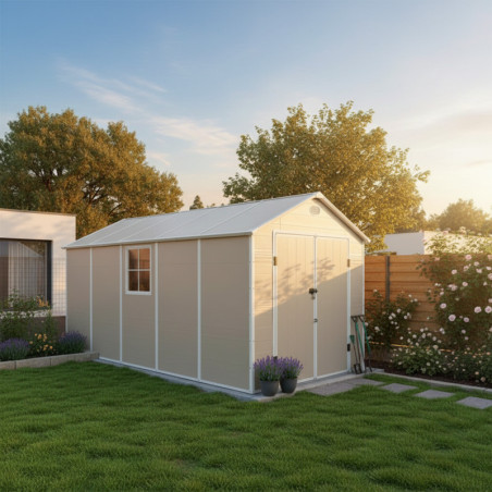 Abri de jardin plastique beige 242x456cm Jôbu