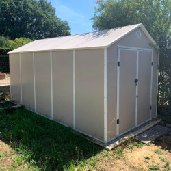 Abri de jardin plastique beige 242x456cm Jôbu