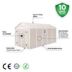 Abri de jardin plastique beige 242x456cm Jôbu