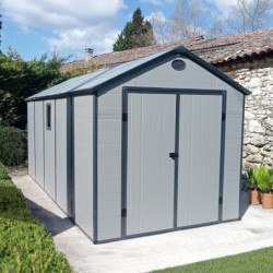 Abri de jardin plastique gris 242x456cm Jôbu