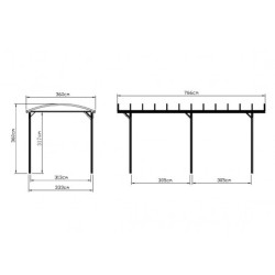 Protection de camping structure aluminium et couverture polycarbonate