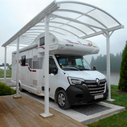 Protection de camping car en aluminium et couverture polycarbonate