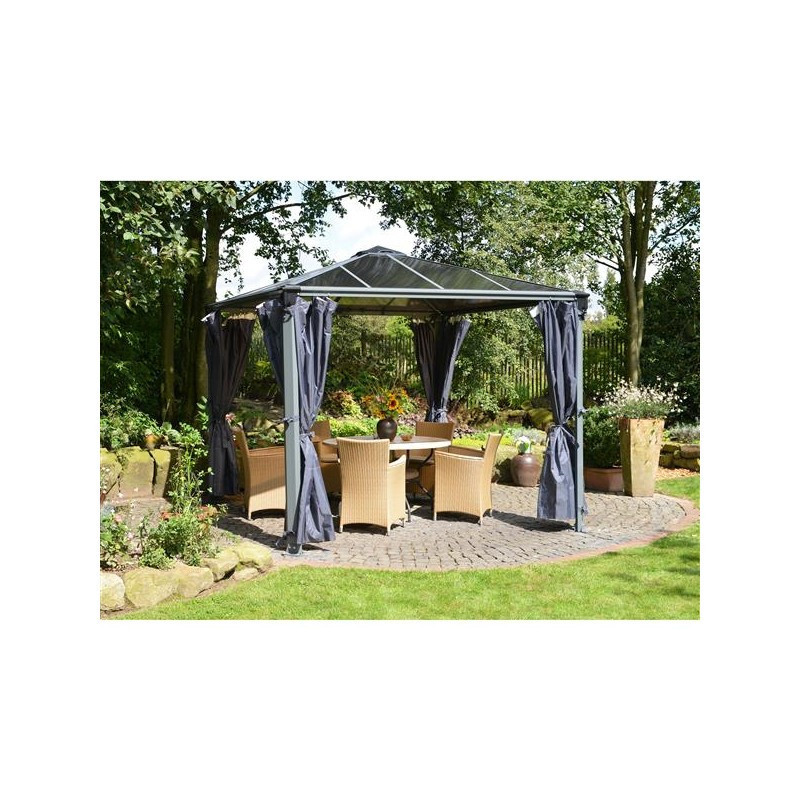 Rideaux en polyester gris pour pergola Palermo 3000 - Palram - Canopia