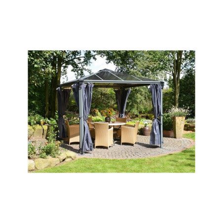 Rideaux en polyester gris pour pergola Palermo 3000 - Palram - Canopia