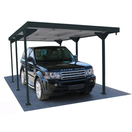 Carport 1 voiture en métal anthracite 15,58m² toit plat DURAMAX