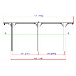 Carport 1 voiture en métal anthracite 15,58m² toit plat DURAMAX