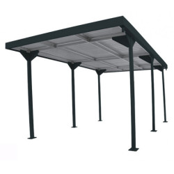Carport 1 voiture en métal anthracite 15,58m² toit plat DURAMAX