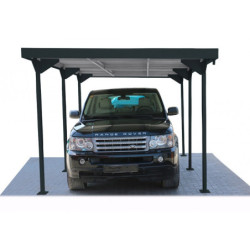 Carport 1 voiture en métal anthracite 15,58m² toit plat DURAMAX
