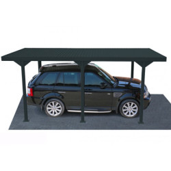 Carport 1 voiture en métal anthracite 15,58m² toit plat DURAMAX