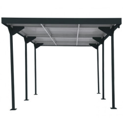 Carport 1 voiture en métal anthracite 15,58m² toit plat DURAMAX