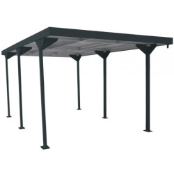 Carport 1 voiture en métal anthracite 15,58m² toit plat DURAMAX